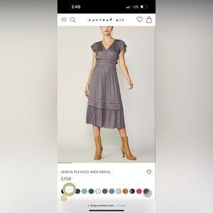 current air sereia pleated midi dress